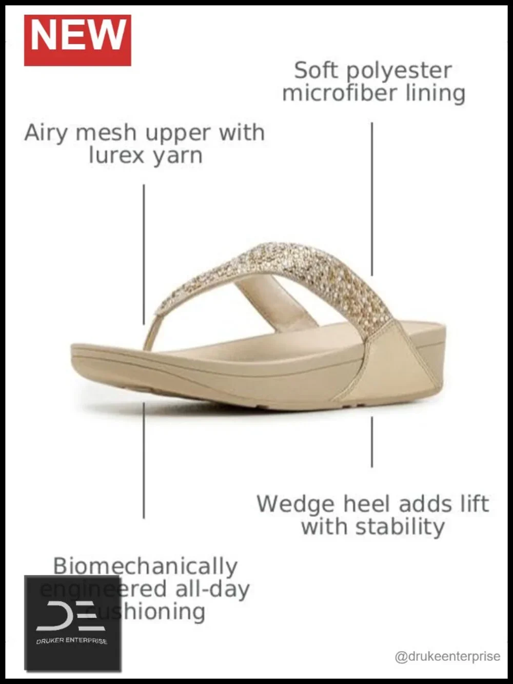 FitFlop Womens Lulu Crystal Metallic Toe Post Sandals Wedge